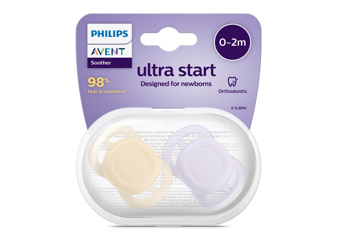 CHUPETA AVENT ULTRA START BEGE/LIL 0-2M 2UN image number 0