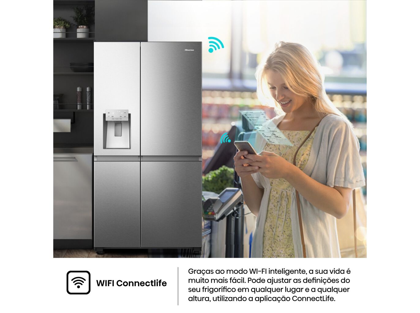 FRIGOR&Iacute;FICO AMERICANO HISENSE RS818N4TIE1 (NO FROST E 179CM 632L LOOK INOX) image number 10