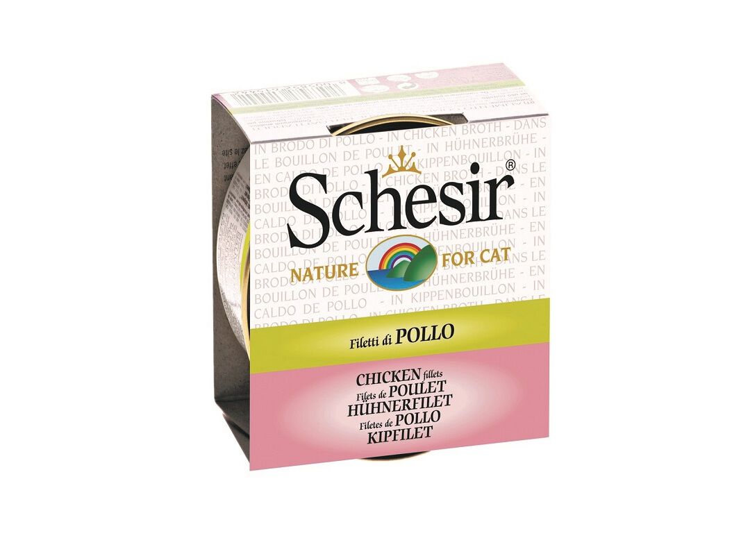 COMIDA H&Uacute;MIDA PARA GATO SCHESIR LATA COM FRANGO EM CALDO 70G