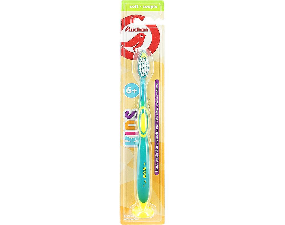 ESCOVA AUCHAN DENTES KIDS 6+ SUAVE COM VENTOSA 1UN