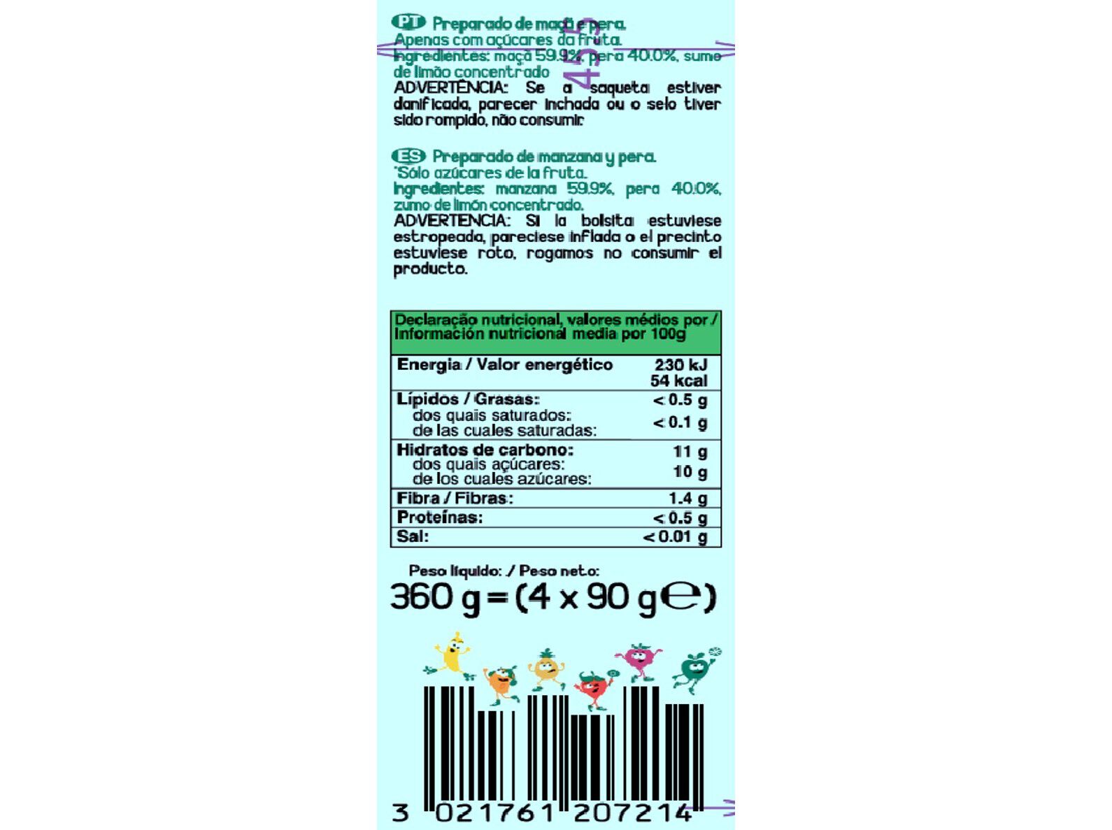 SAQUETAS FRUTA GO GO SQUEEZ MA&Ccedil;&Atilde; E P&Ecirc;RA 4X90G image number 1