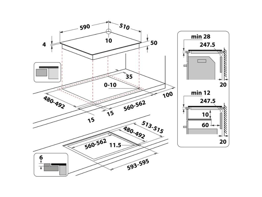 PLACA DE INDU&Ccedil;&Atilde;O INDESIT IB 65B60 NE 4 QUEIMADORES 59CM PRETO image number 5