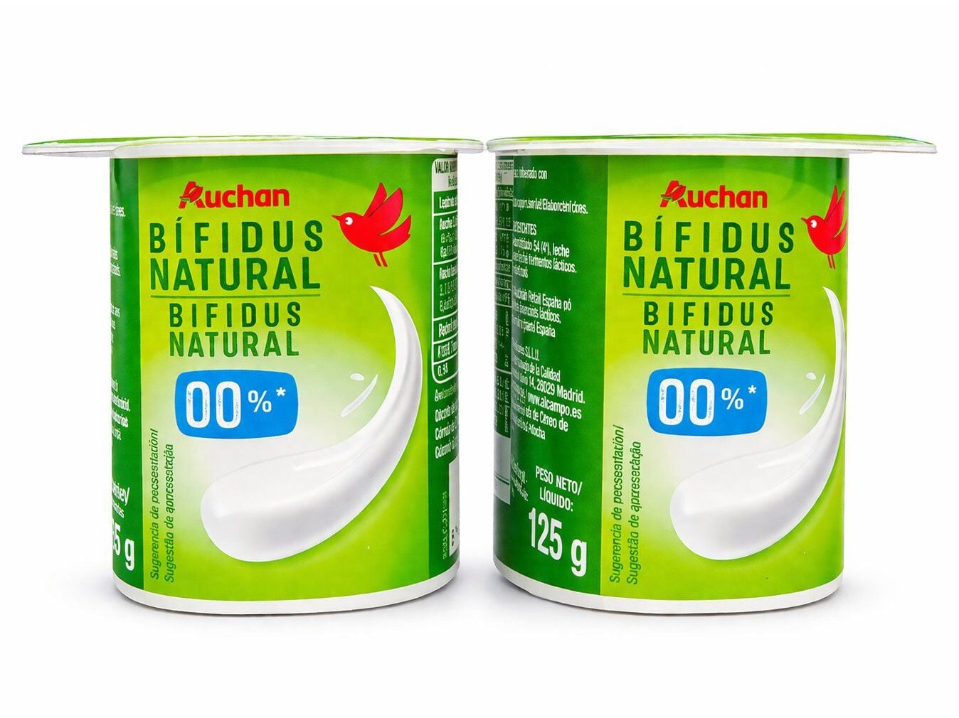 IOGURTE BIFIDUS AUCHAN MAGRO NATURAL 4X125G image number 1