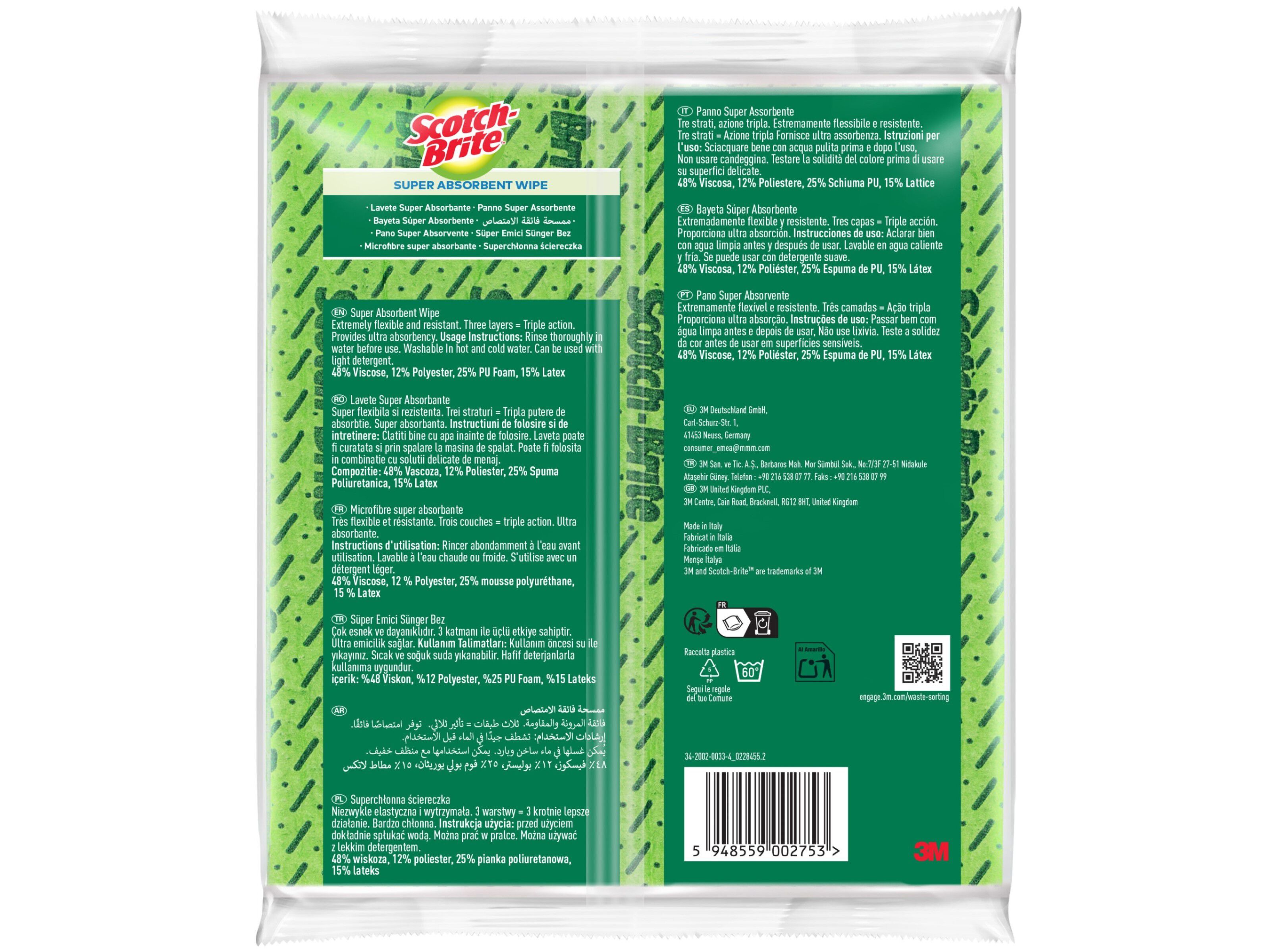 PANOS MULTIUSOS SCOTCH-BRITE SUPER ABSORVENTE 5UN image number 1