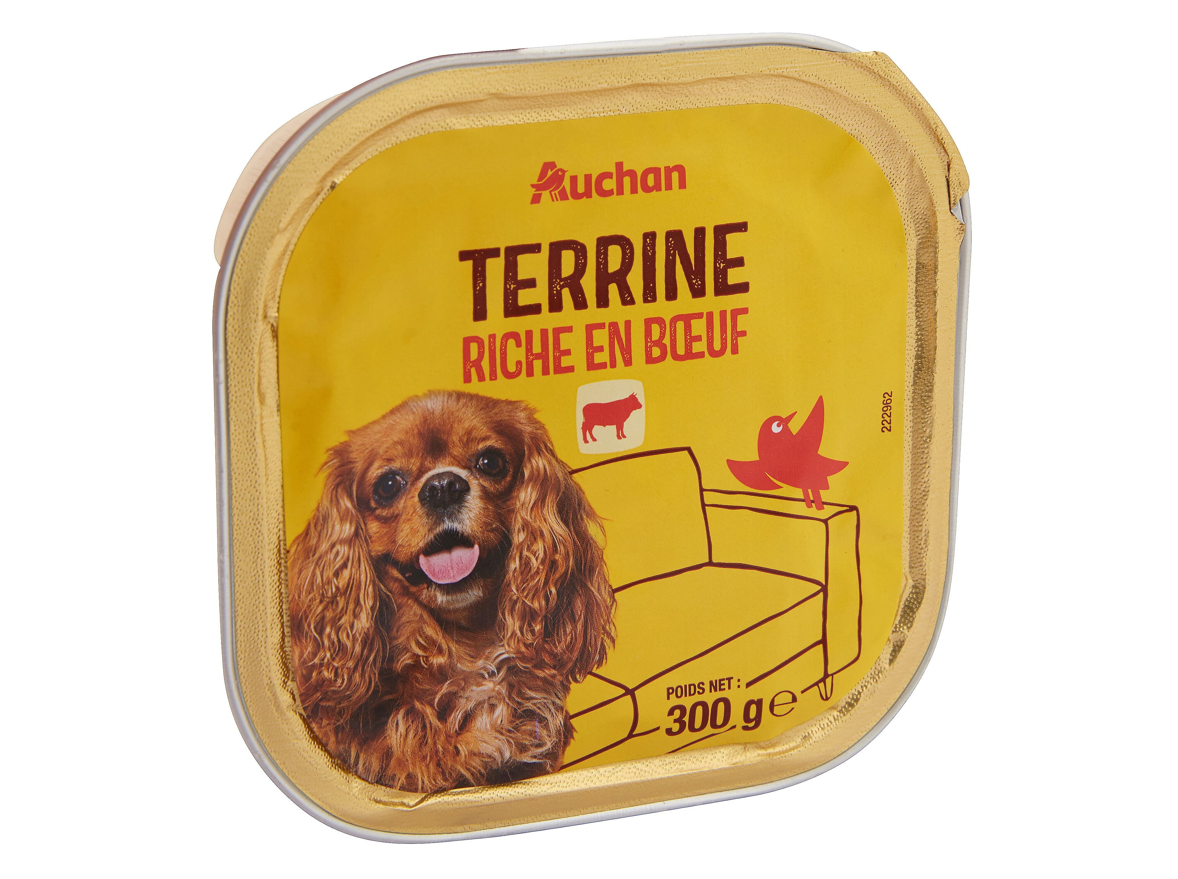 COMIDA H&Uacute;MIDA PARA C&Atilde;O AUCHAN TERRINA RICO EM VACA 300G image number 1
