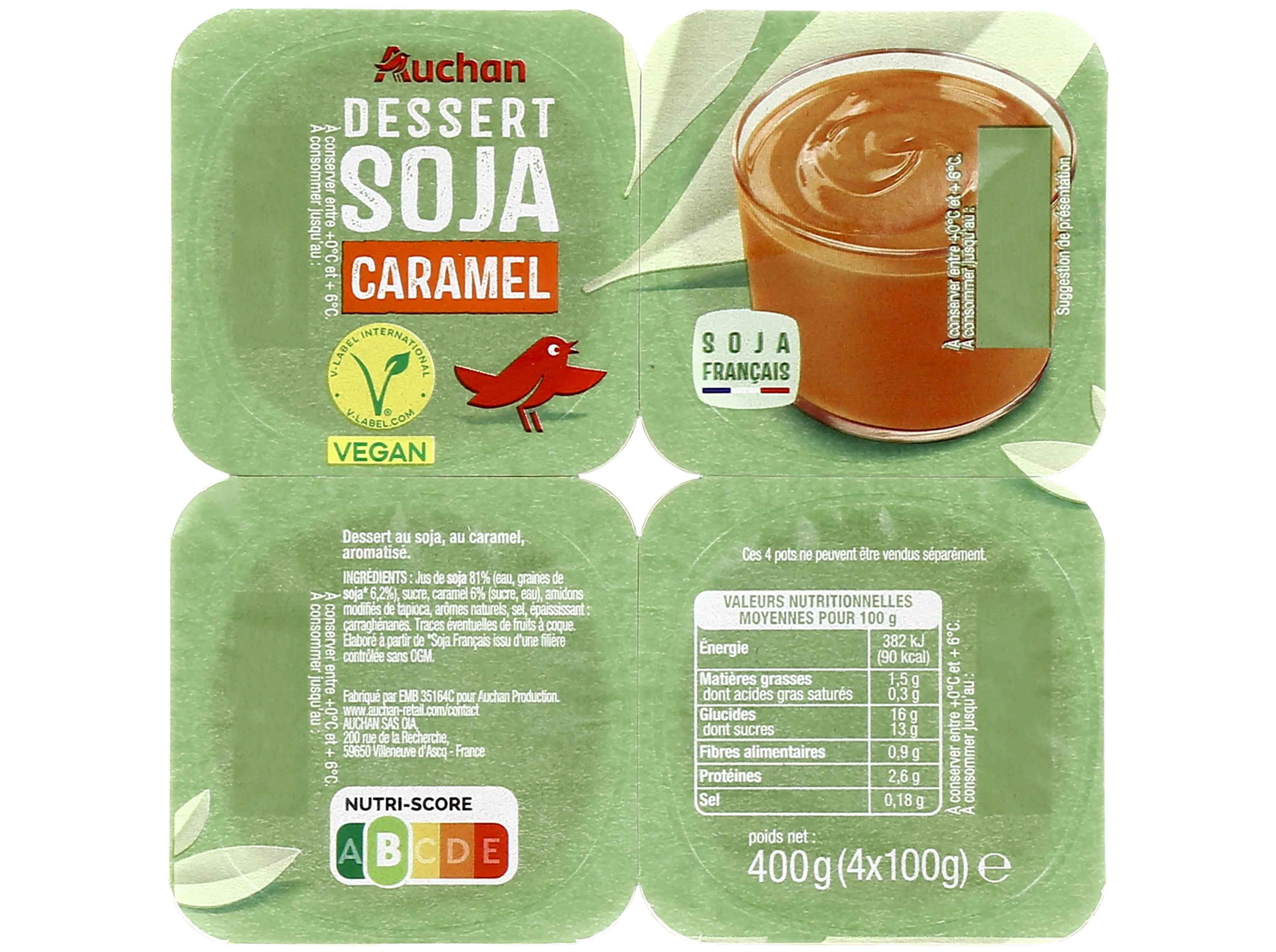 SOBREMESA SOJA AUCHAN CARAMELO 4X100G image number 1