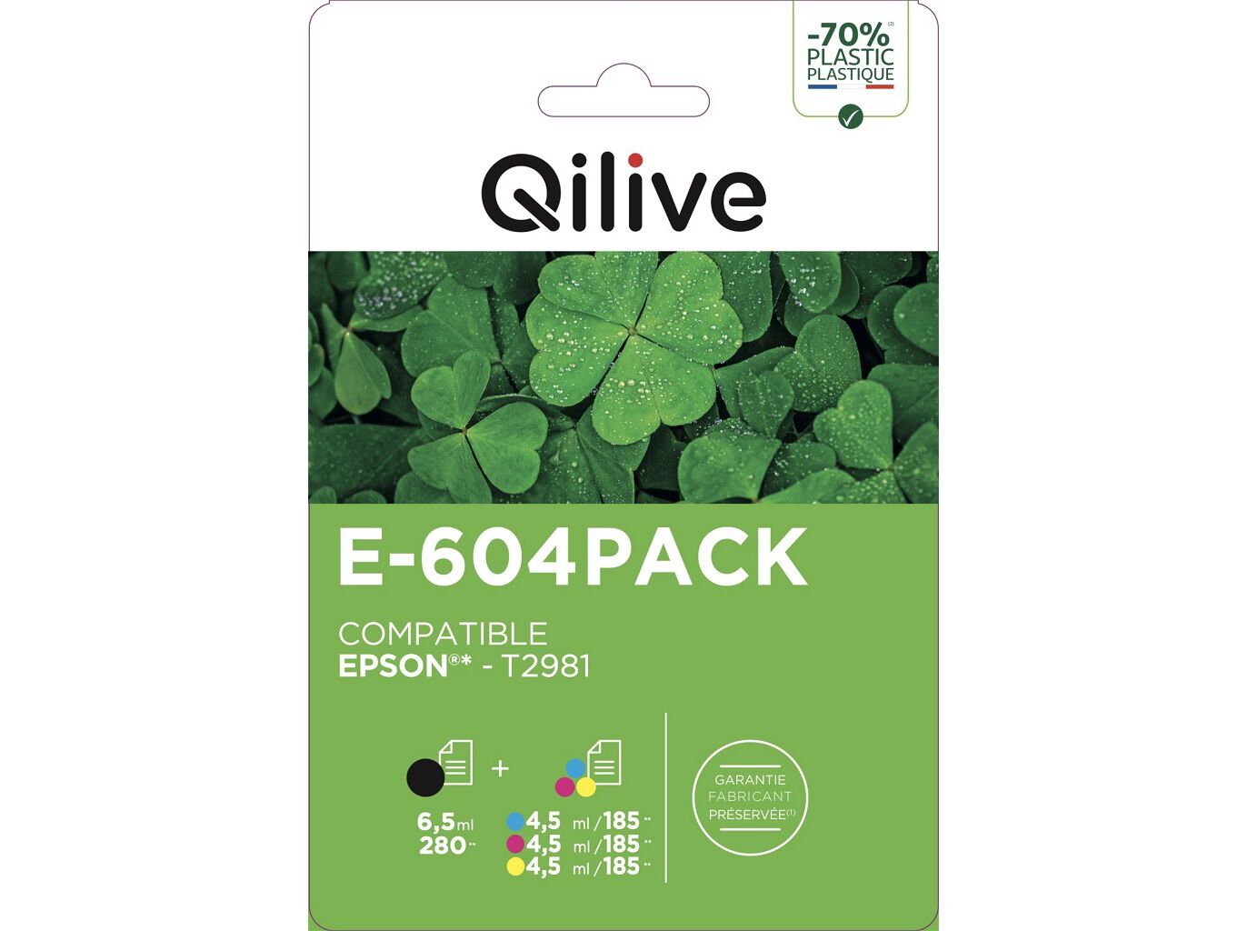 TINTEIRO COMPAT/RECICL QILIVE E-604 PACK B+C+M+Y EPSON