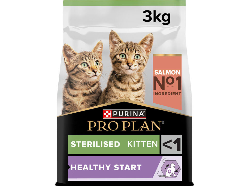 RA&Ccedil;&Atilde;O PARA GATO J&Uacute;NIOR PRO PLAN ESTERILIZADO SALM&Atilde;O 3KG