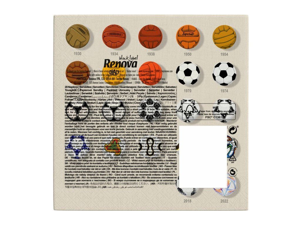 GUARDANAPOS PAPEL RENOVA MUNDIAL FUTEBOL 20 UNIDADES image number 1