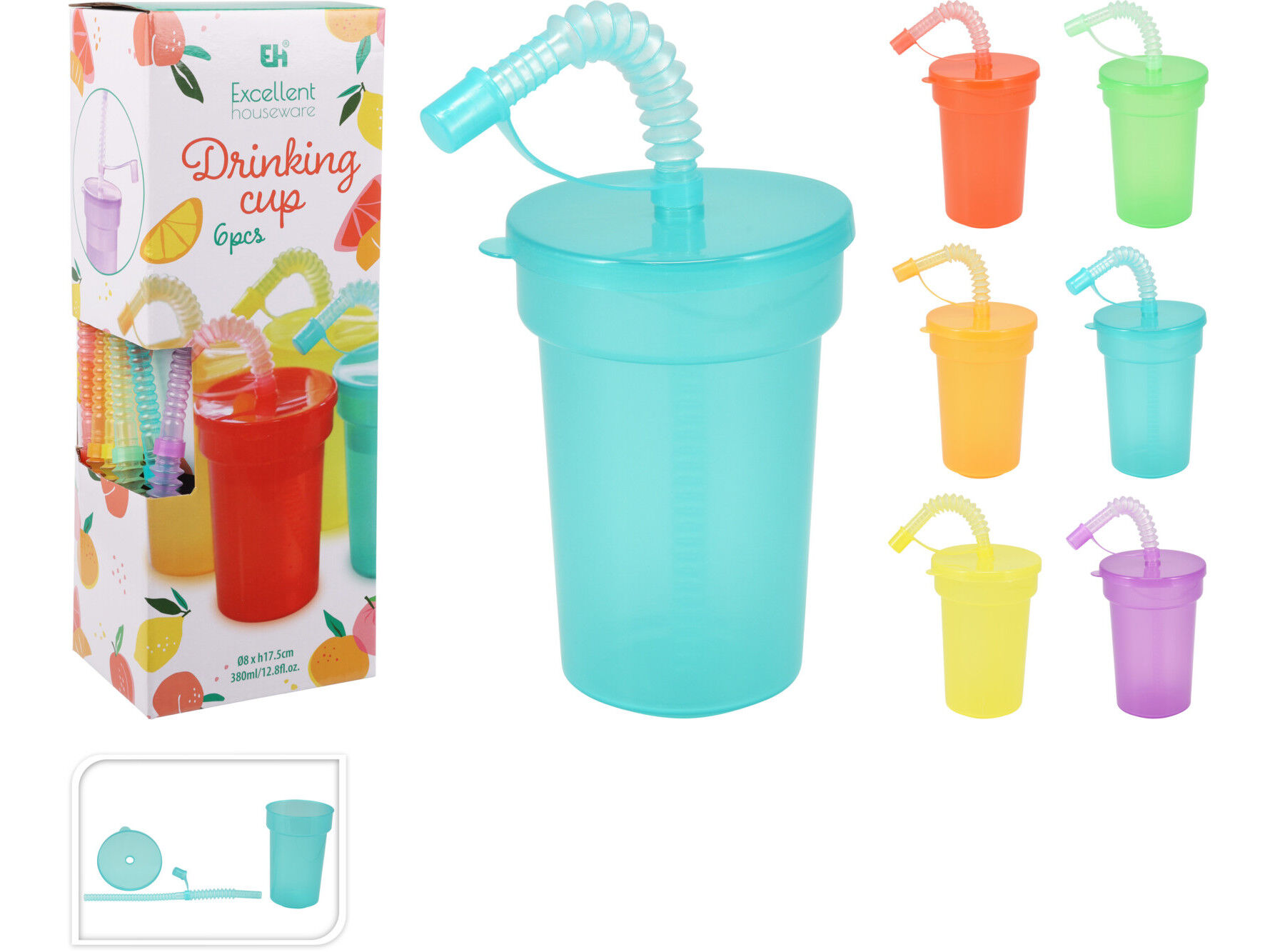 CONJUNTO DE 6 COPOS COM PALHINHA 380ML image number 1