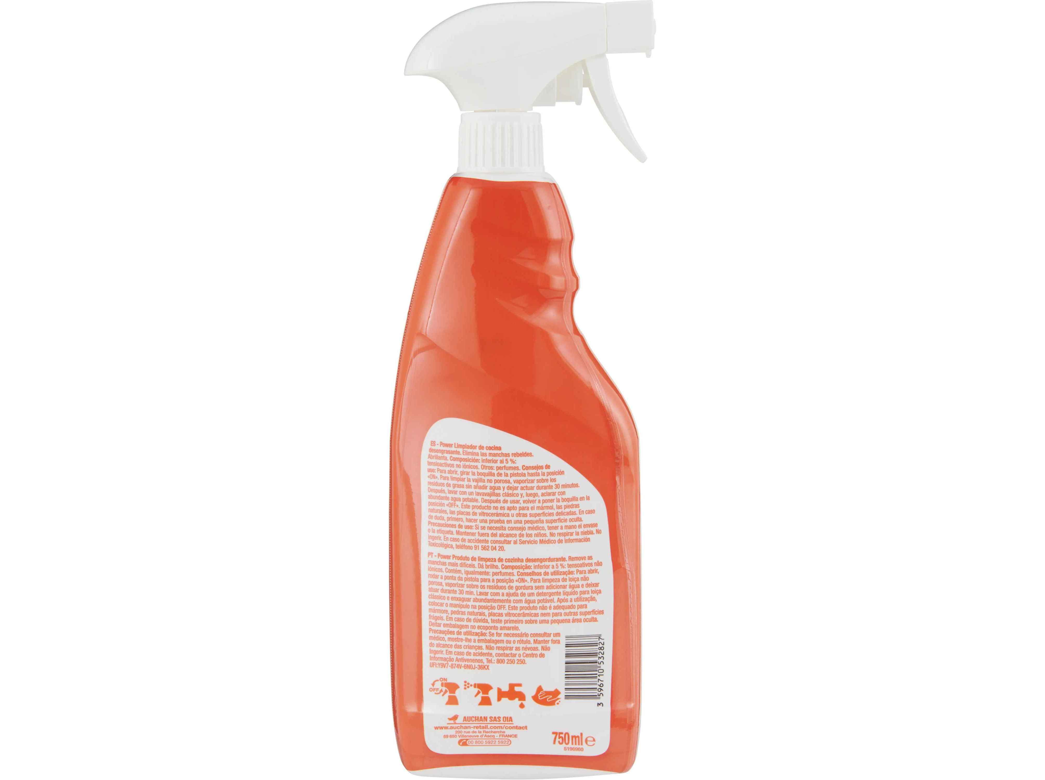 SPRAY AUCHAN POWER COZINHA DESENGORDURANTE 750ML image number 1