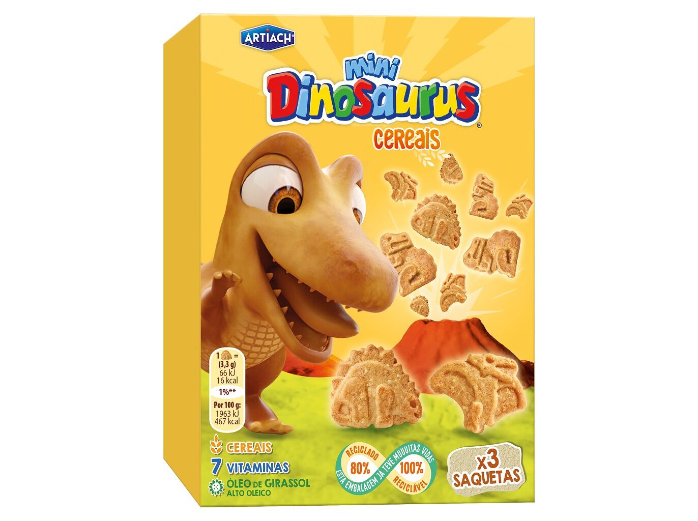 BOLACHA ARTIACH MINI DINOS CEREAIS 120G