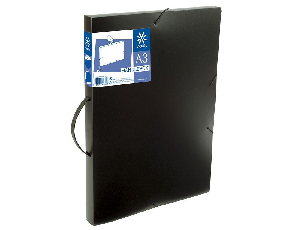 PASTA COM EL&Aacute;STICOS COM PEGA VIQUEL POLIPROPILENO A3 PRETO LOMBADA 3CM image number 0