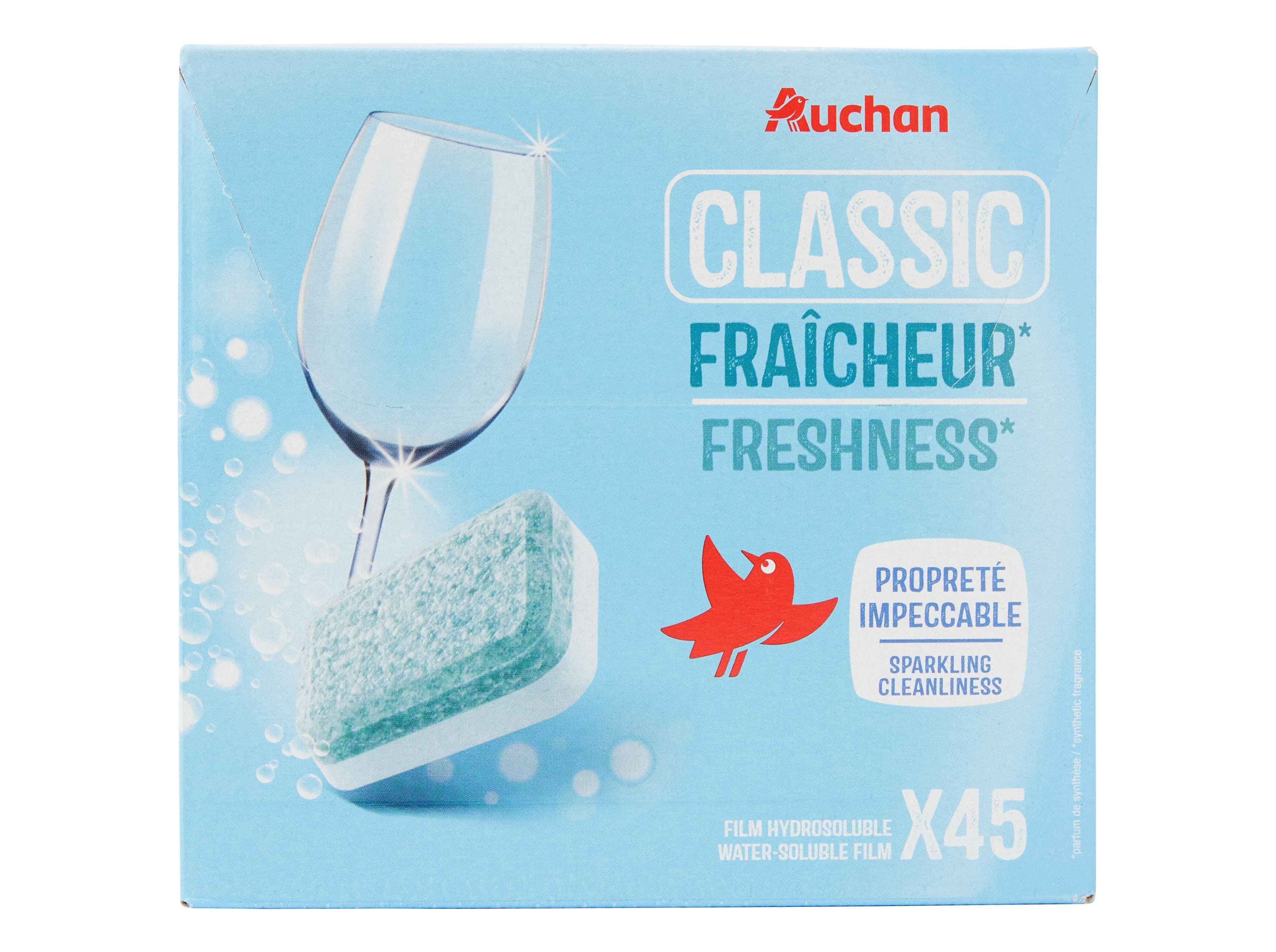 DETERGENTE AUCHAN M&Aacute;QUINA LOI&Ccedil;A PASTILHA CLASSIC FRESCURA 45UN
