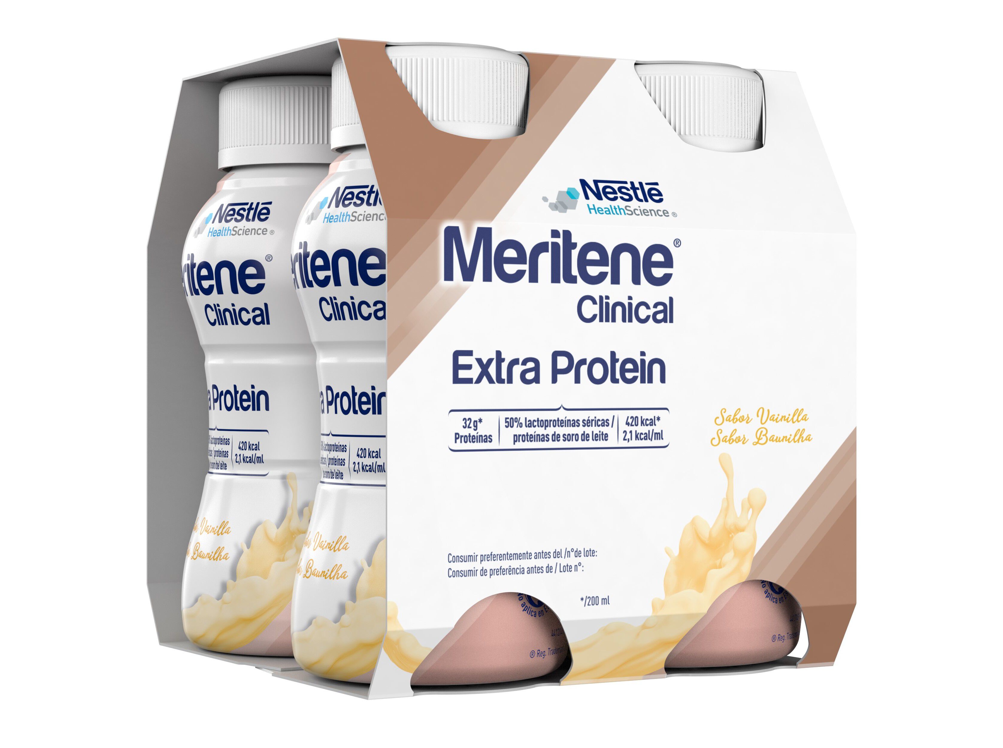 SUPLEMENTO MERITENE EXTRA PROTEIN BAUNILHA 4X200ML
