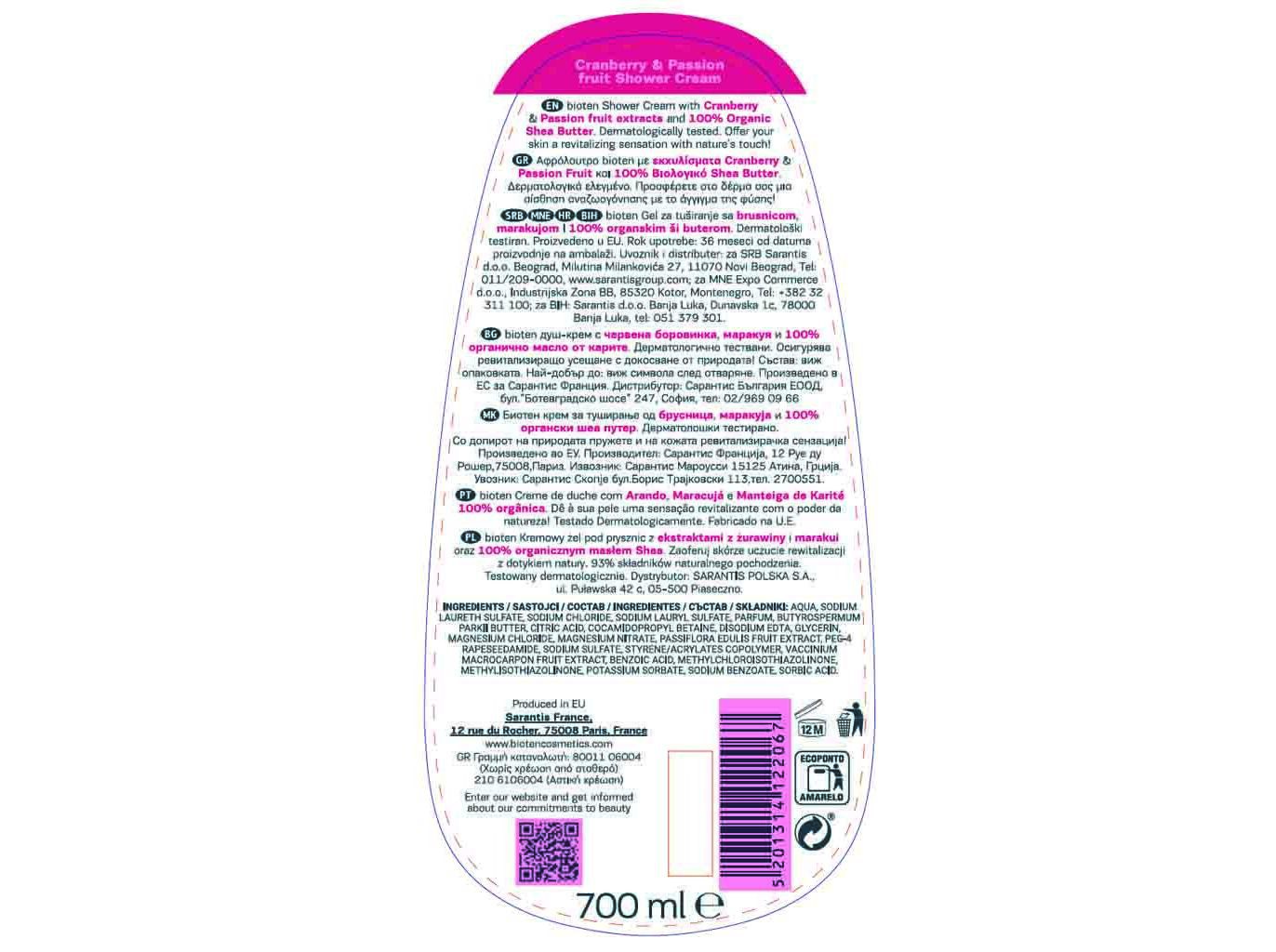 GEL BIOTEN DE BANHO ARANDO E MARACUJ&Aacute; 700ML image number 1