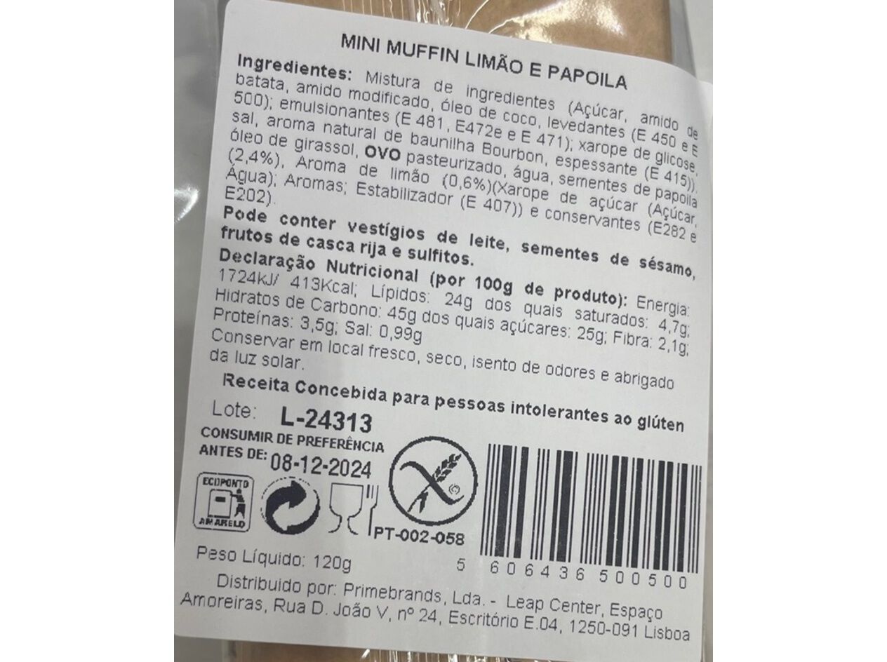 MUFFINS LIM&Atilde;O E PAPOILA MUSEU DO P&Atilde;O SEM GL&Uacute;TEN 3X40G image number 1