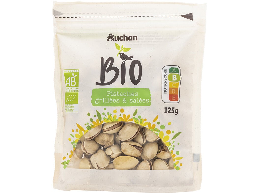 PISTACHOS AUCHAN BIO TORRADOS E SALGADOS 125G