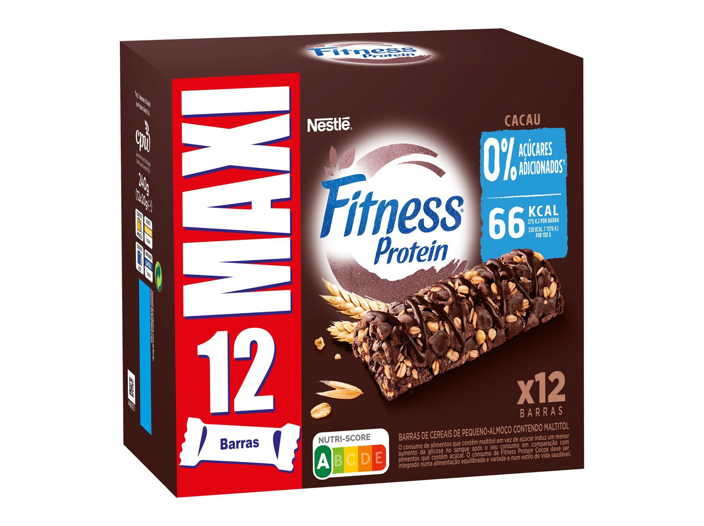 BARRAS FITNESS 0% A&Ccedil;UCAR CACAU 12X20G image number 0