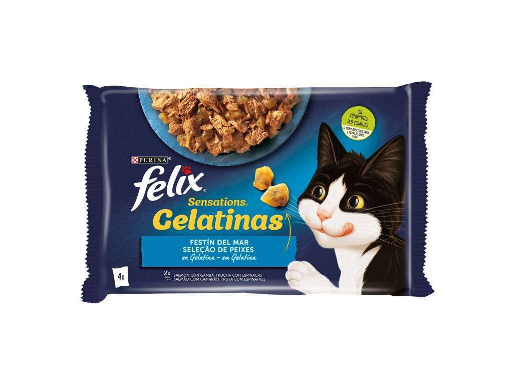 COMIDA H&Uacute;MIDA PARA GATO FELIX SENSATIONS PEIXE 4X85G