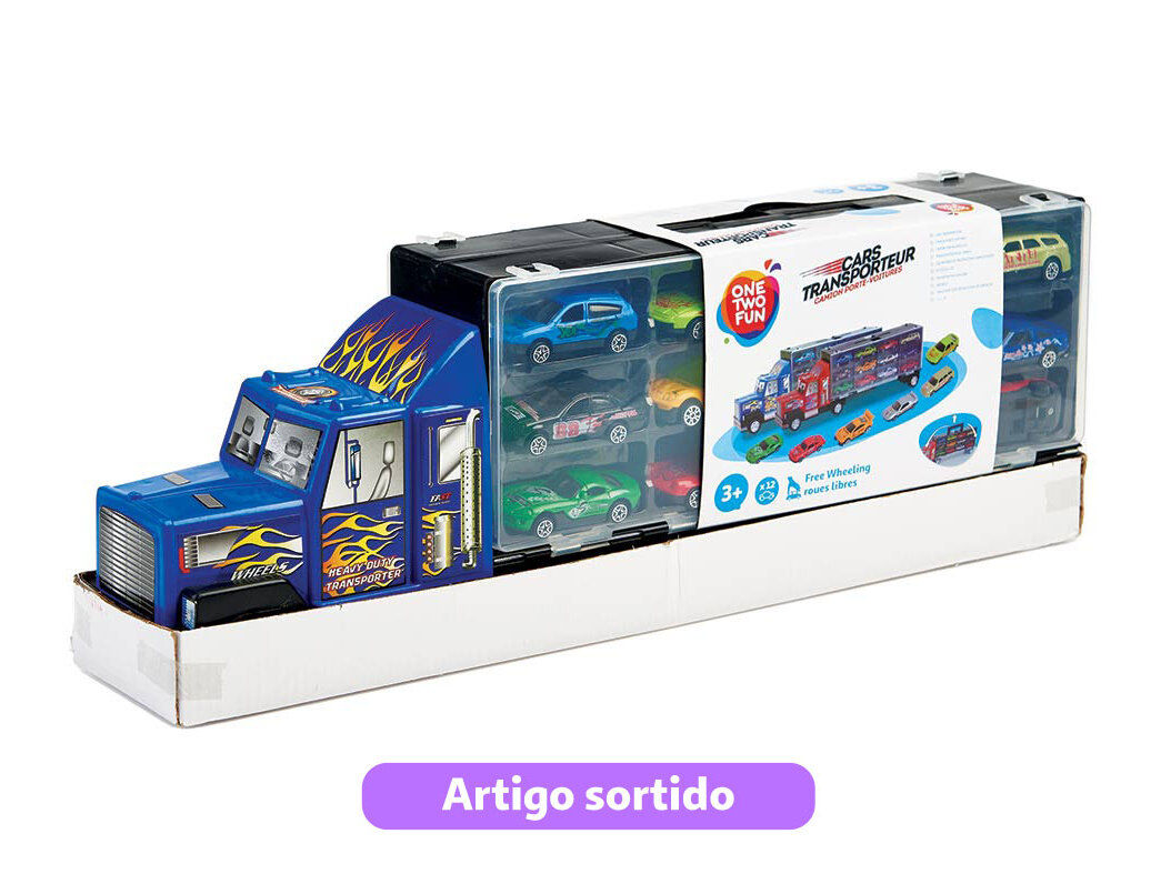 CAMI&Atilde;O DE TRANSPORTE COM 12 CARROS ONE TWO FUN MODELOS SORTIDOS image number 0