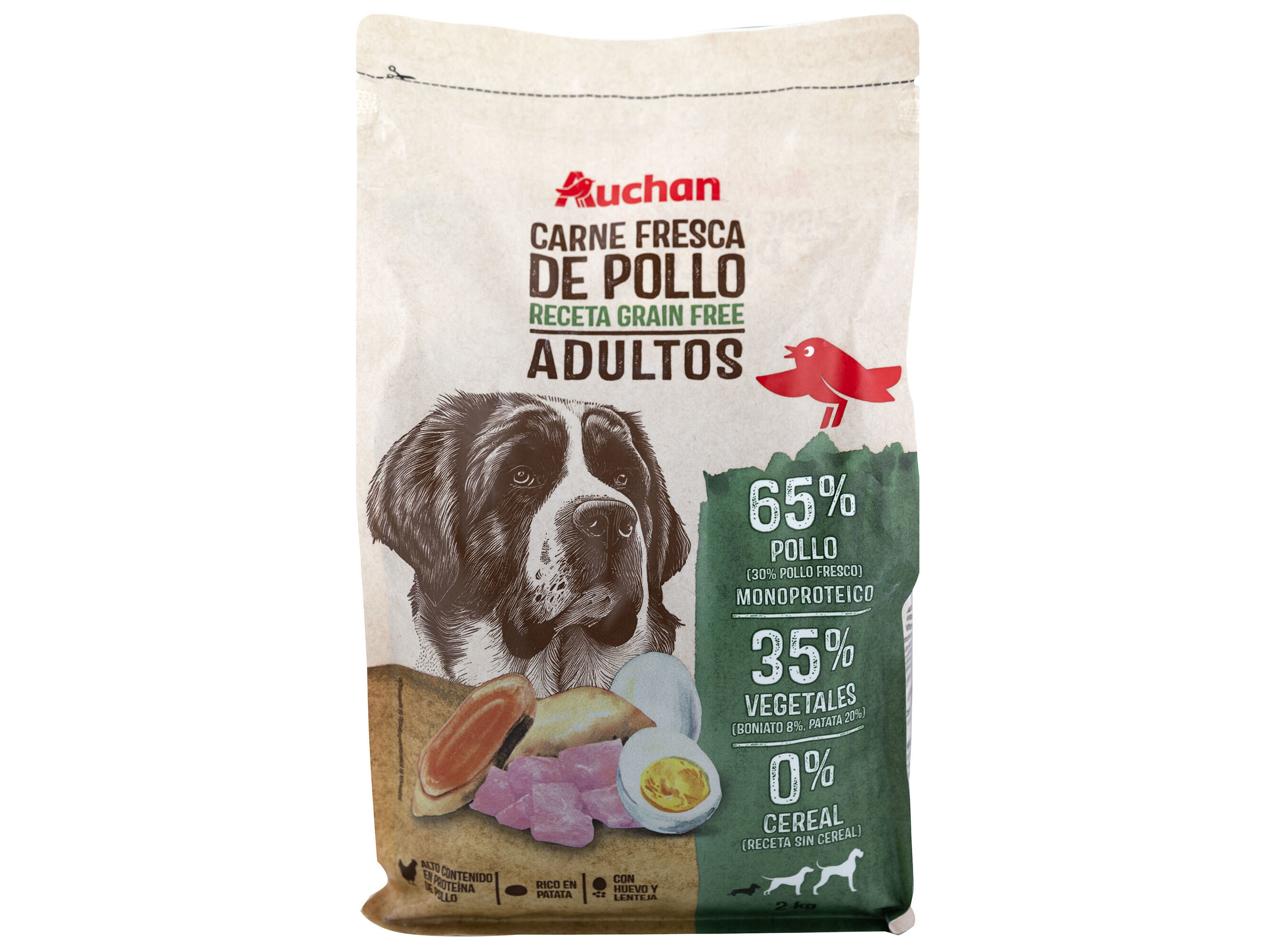 RA&Ccedil;&Atilde;O C&Atilde;O AUCHAN GRAIN FREE FRANGO FRESCO 2KG image number 0