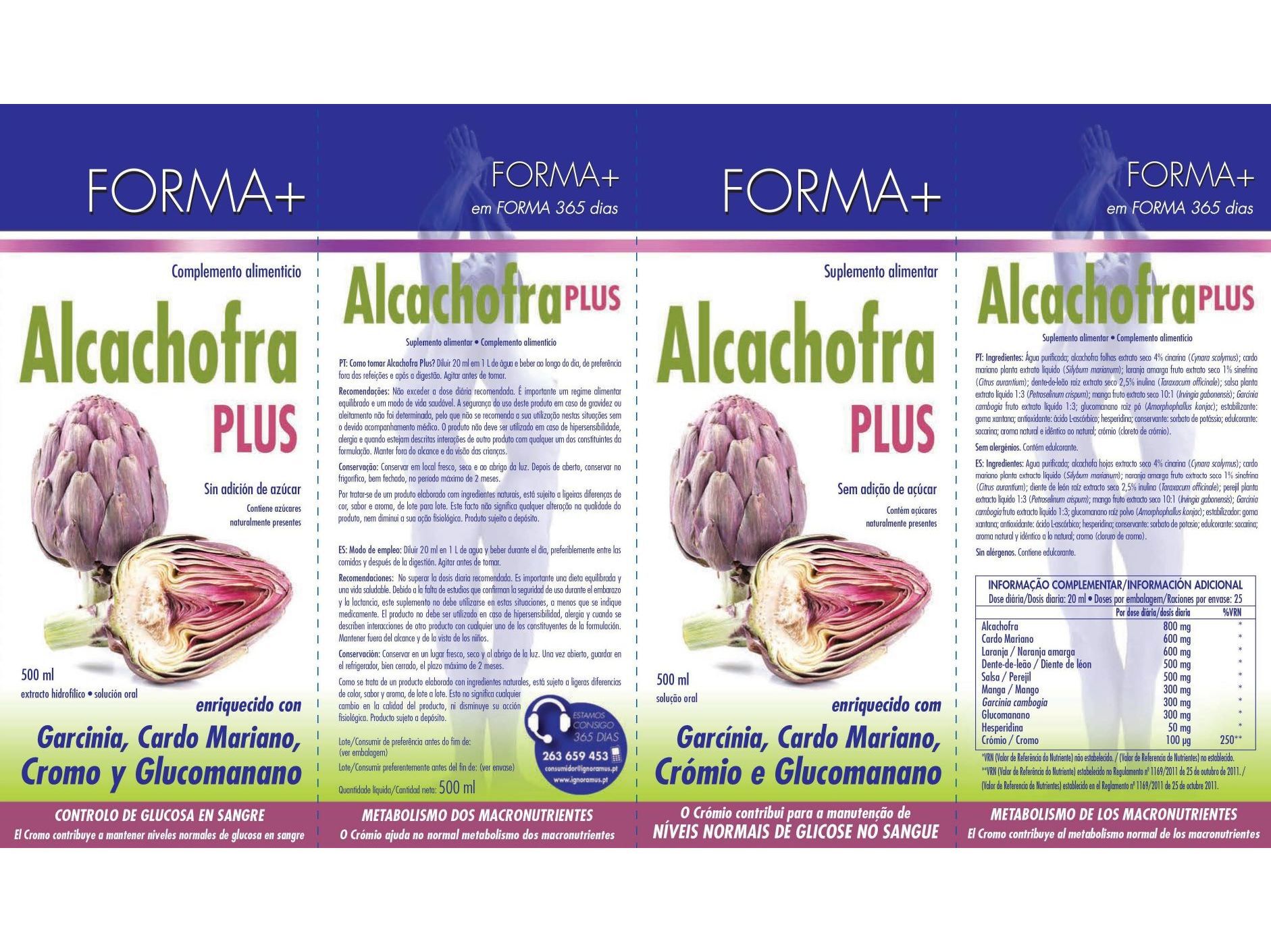 SUPLEMENTO FORMA+ ALCACHOFRA PLUS 500ML image number 1