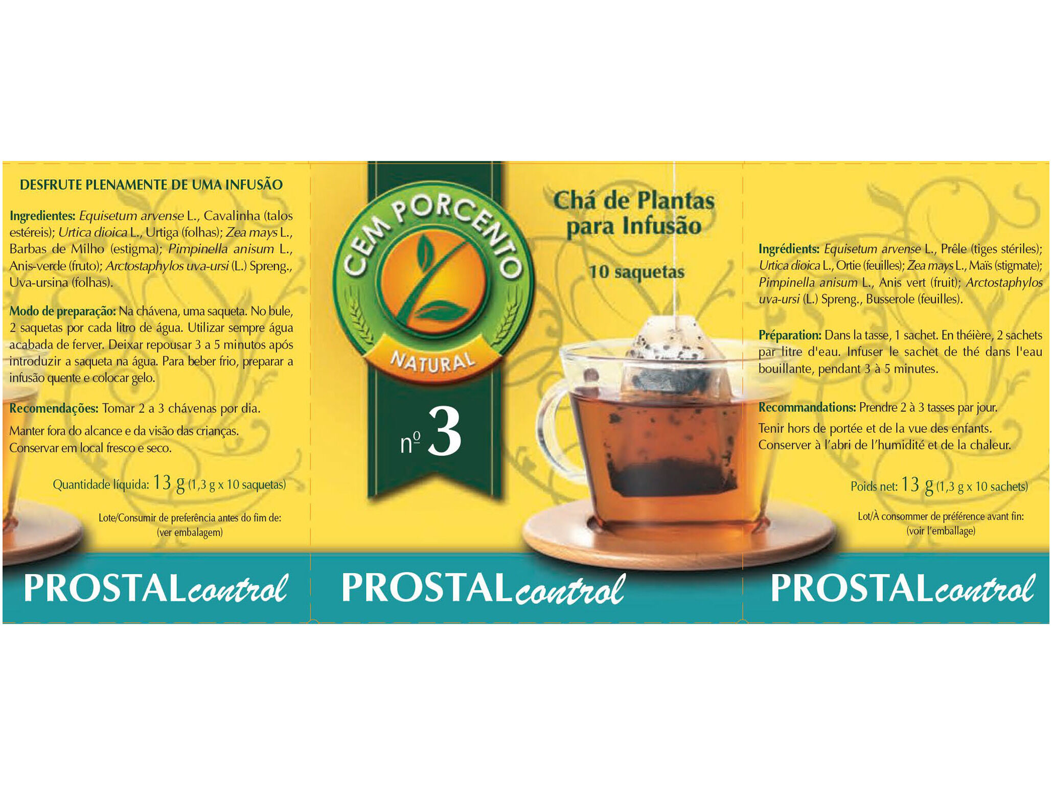 CH&Aacute; CEM PORCENTO N&ordm;3 PROSTAL CONTROL 10 SAQUETAS image number 1