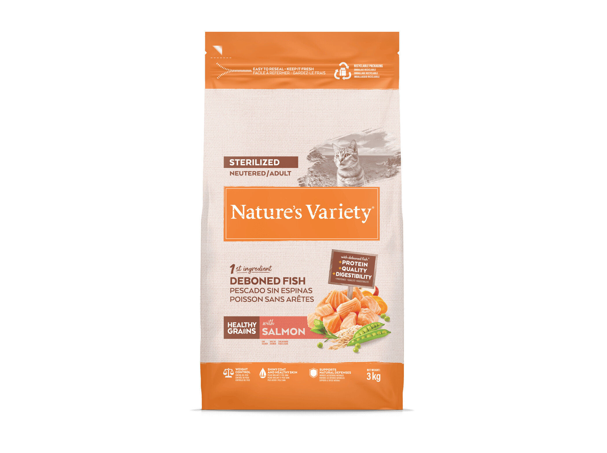 RA&Ccedil;&Atilde;O GATO NATURE'S VARIETY ESTERILIZADO SALM&Atilde;O 3KG image number 1