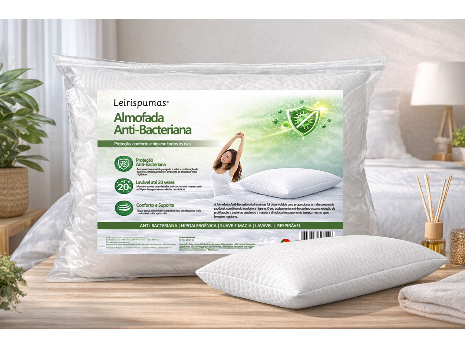 ALMOFADA LEIRISPUMAS ANTI-BACTERIANA 60X45CM image number 2