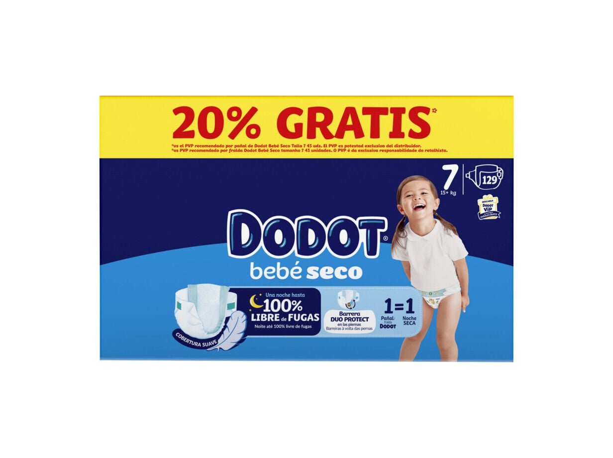 FRALDAS DODOT BEB&Eacute; SECO T7 +15KG 129UN BOX image number 0