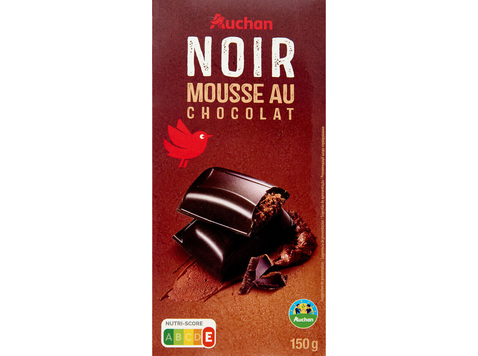 CHOCOLATE AUCHAN NEGRO COM RECHEIO MOUSSE CHOCOLATE CULTIVAMOS O BOM 150G