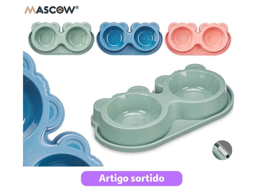 COMEDOURO DUPLO MASCOW PL&Aacute;STICO PEQUENO CORES SORTIDAS