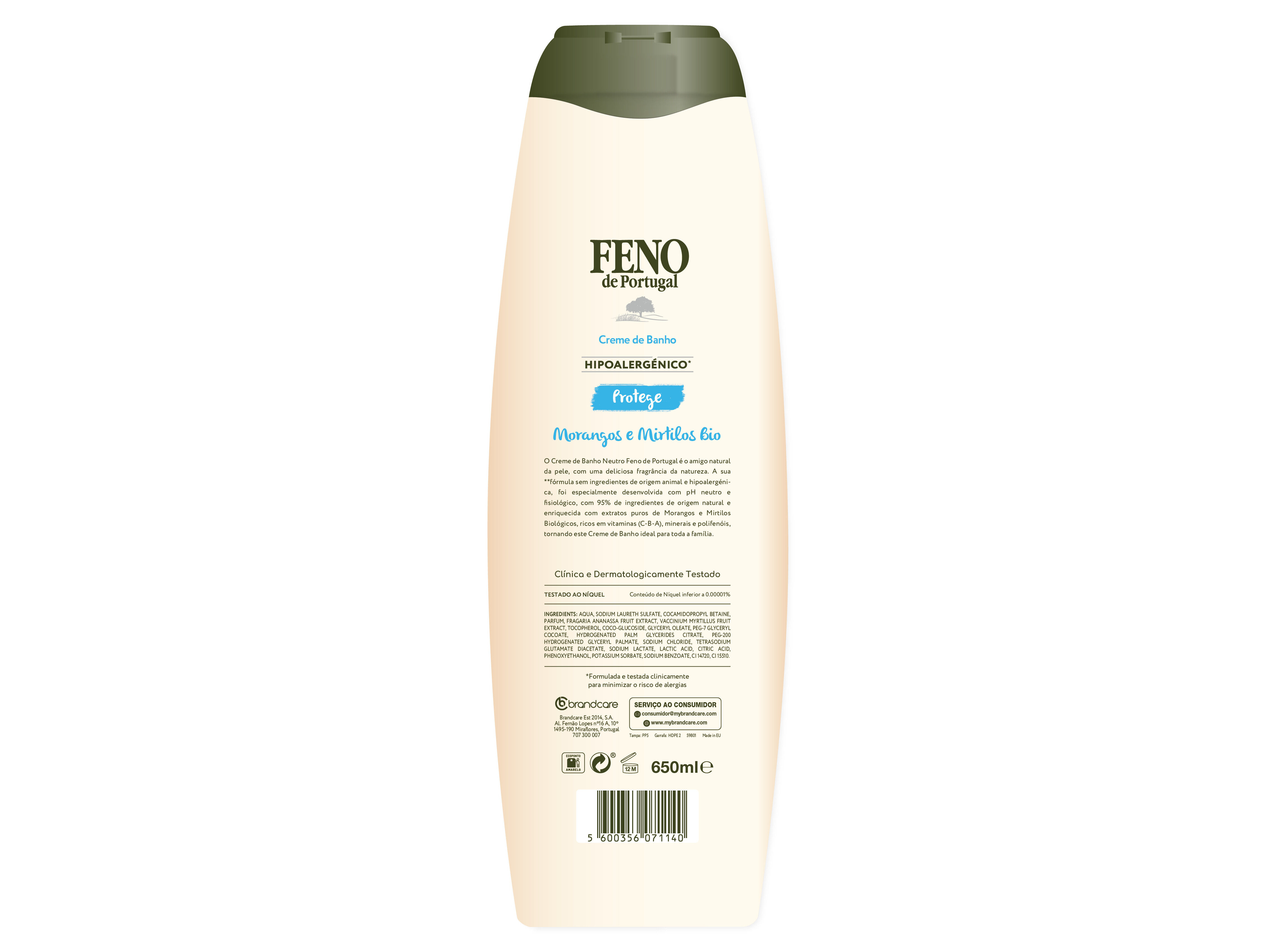 GEL BANHO FENO PORTUGAL MORANGO E MIRTILO 650ML image number 1