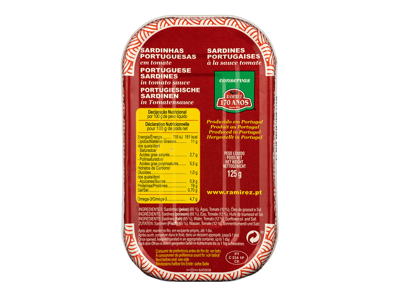 SARDINHA RAMIREZ EM TOMATE 125G image number 1