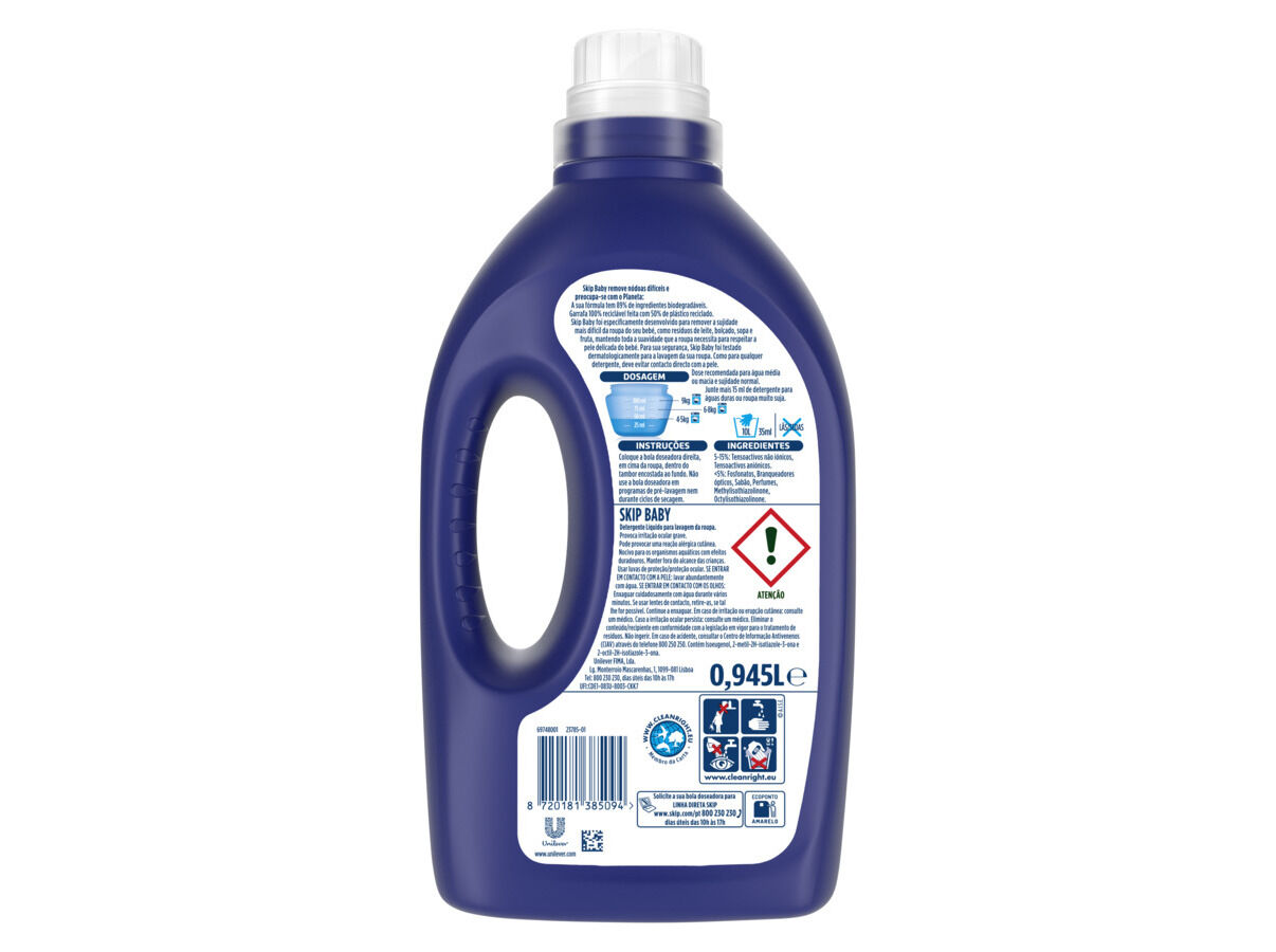 DETERGENTE ROUPA M&Aacute;QUINA L&Iacute;QUIDO SKIP BABY 21D image number 1