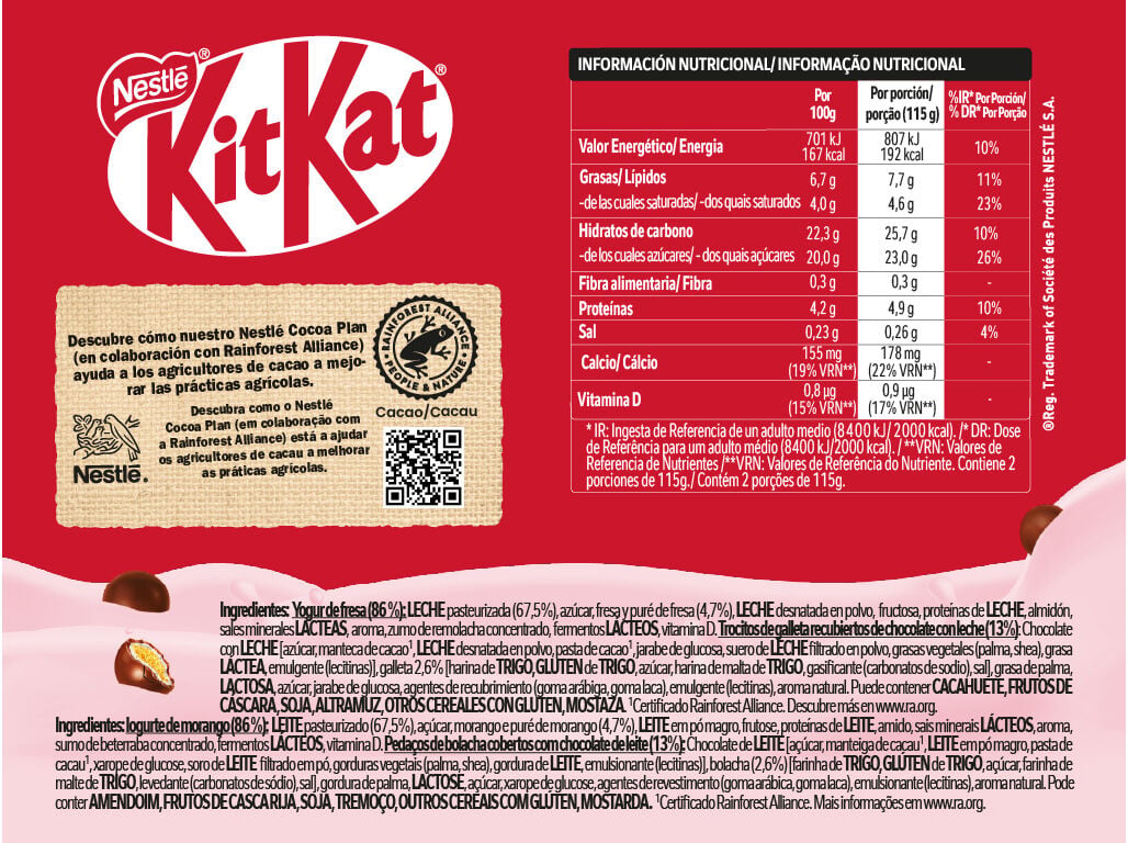 IOGURTE NESTL&Eacute; KIT KAT MORANGO 2X115G image number 1