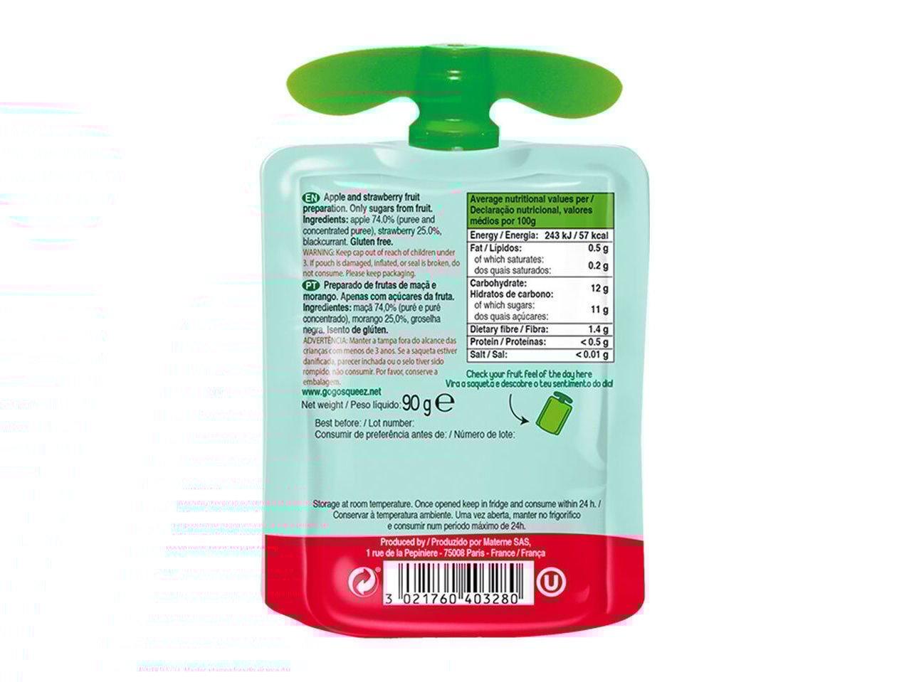 SAQUETAS FRUTA GO GO SQUEEZ MORANGO E BANANA 8 UN image number 1