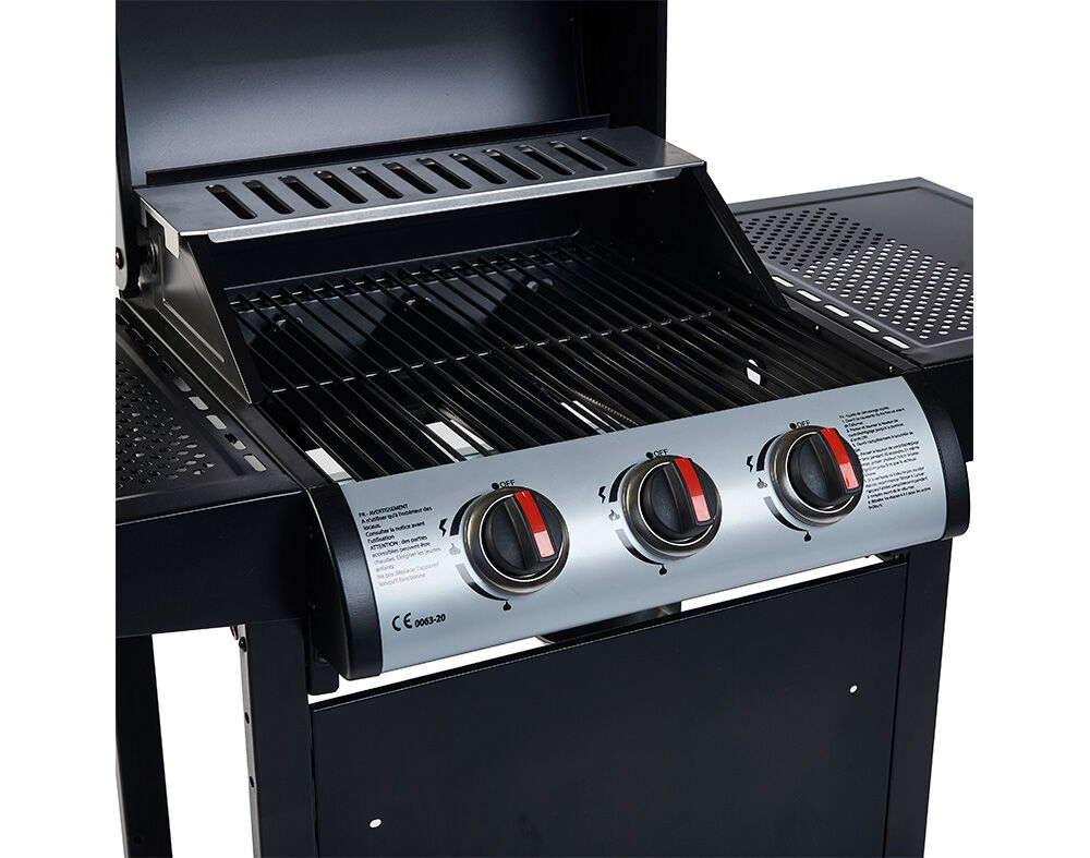 BARBECUE A G&Aacute;S GARDENSTAR COM 3 QUEIMADORES PRETO 110X57X98CM image number 1