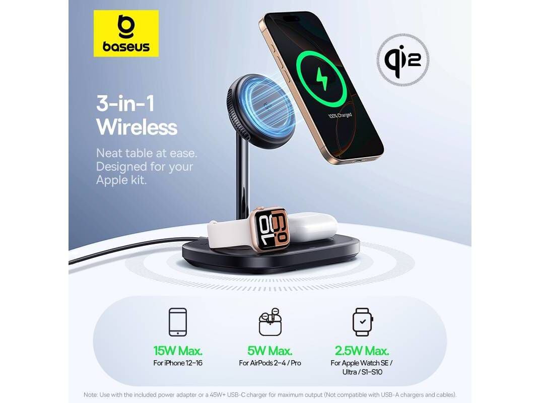 CARREGADOR WIRELESS BASEUS ENERFILL FS41 3 EME 1 22.5W image number 2