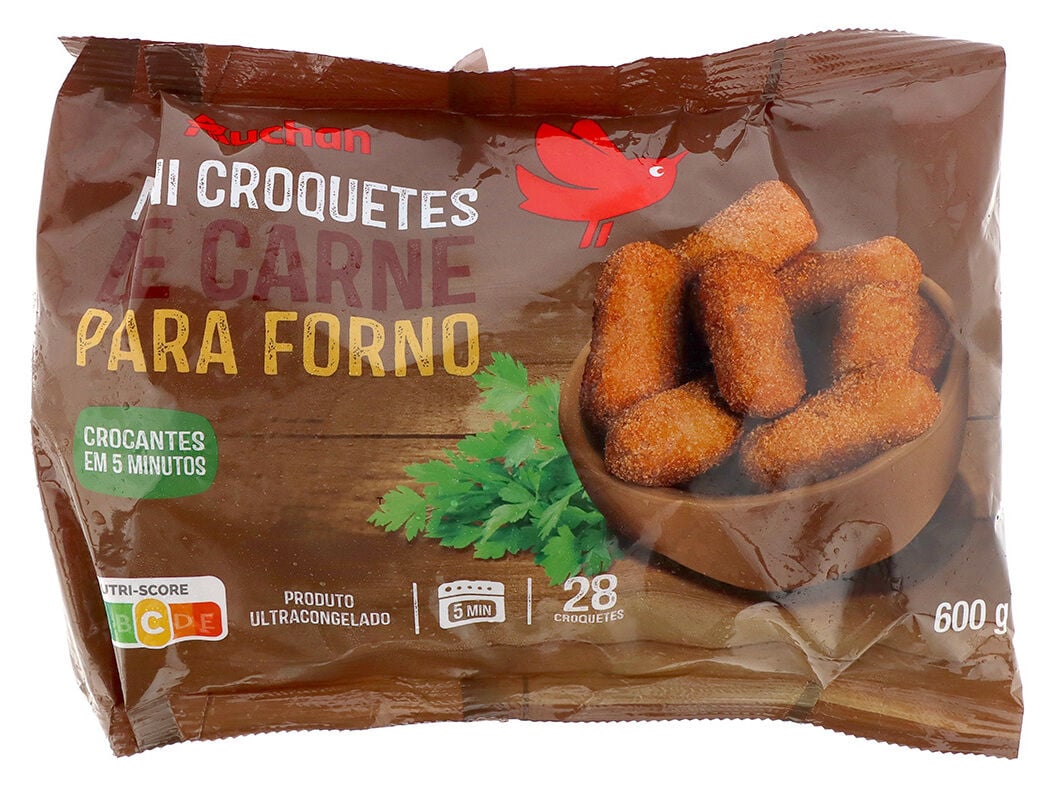 MINI CROQUETES CARNE AUCHAN PARA FORNO 28UN 600G