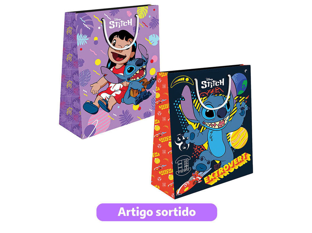 SACO PRESENTE STITCH PEQUENO 18X23X11CM MODELOS SORTIDOS