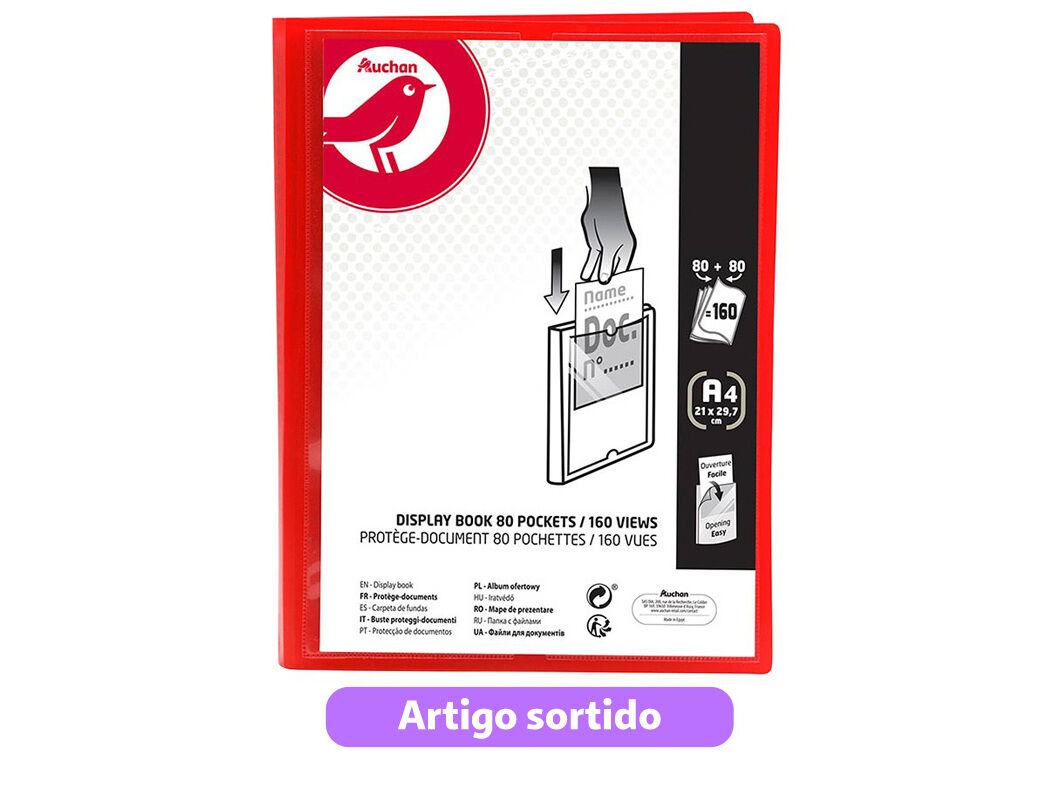 PORTF&Oacute;LIO AUCHAN A4 80+80 BOLSAS CORES SORTIDAS image number 2