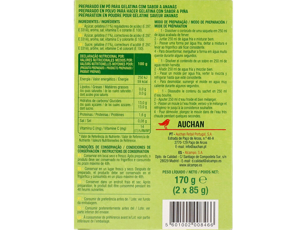 GELATINA AUCHAN ANAN&Aacute;S 170G image number 1
