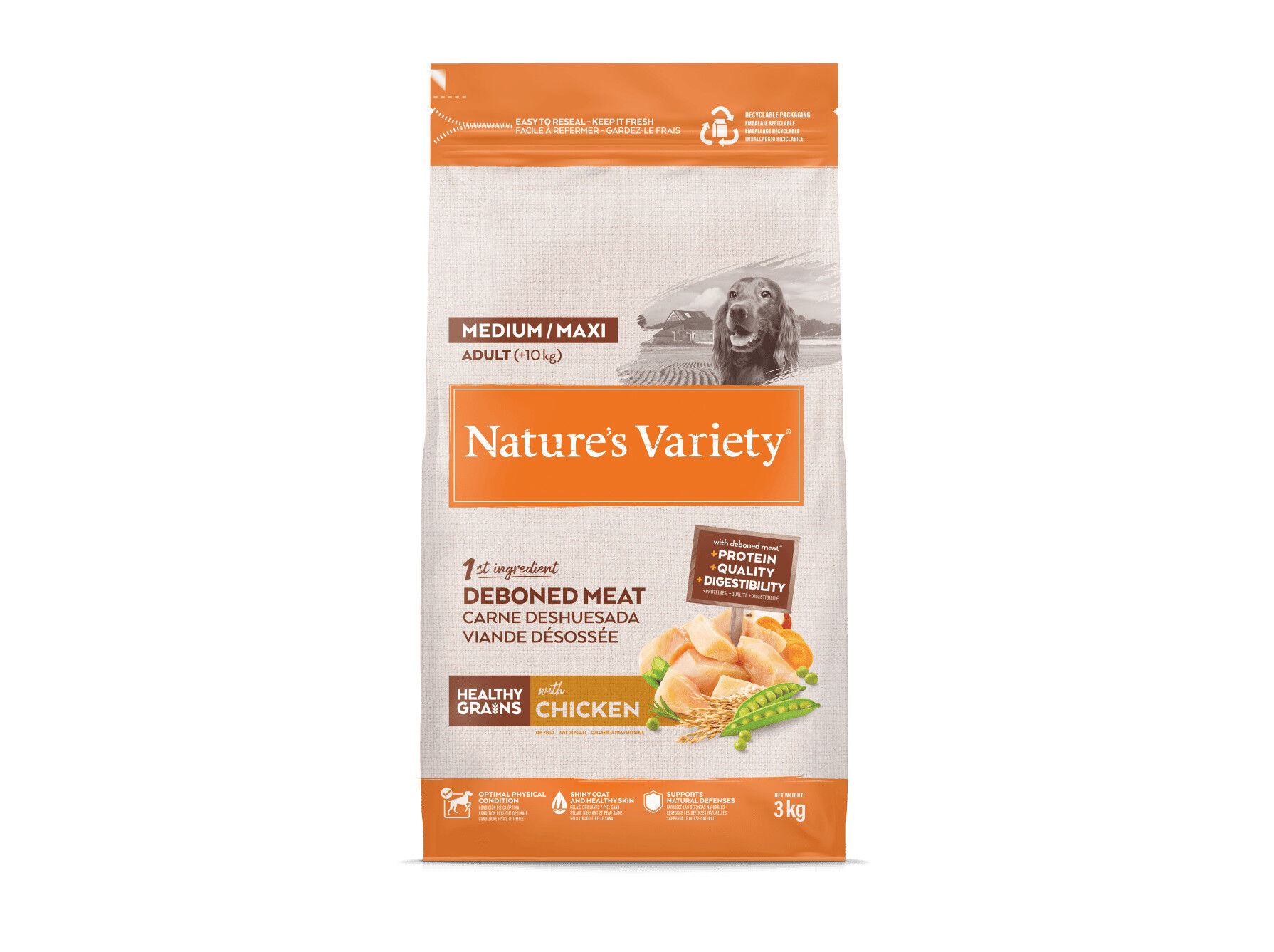 RA&Ccedil;&Atilde;O C&Atilde;O NATURE'S VARIETY M&Eacute;DIO ADULTO FRANGO 3KG image number 0