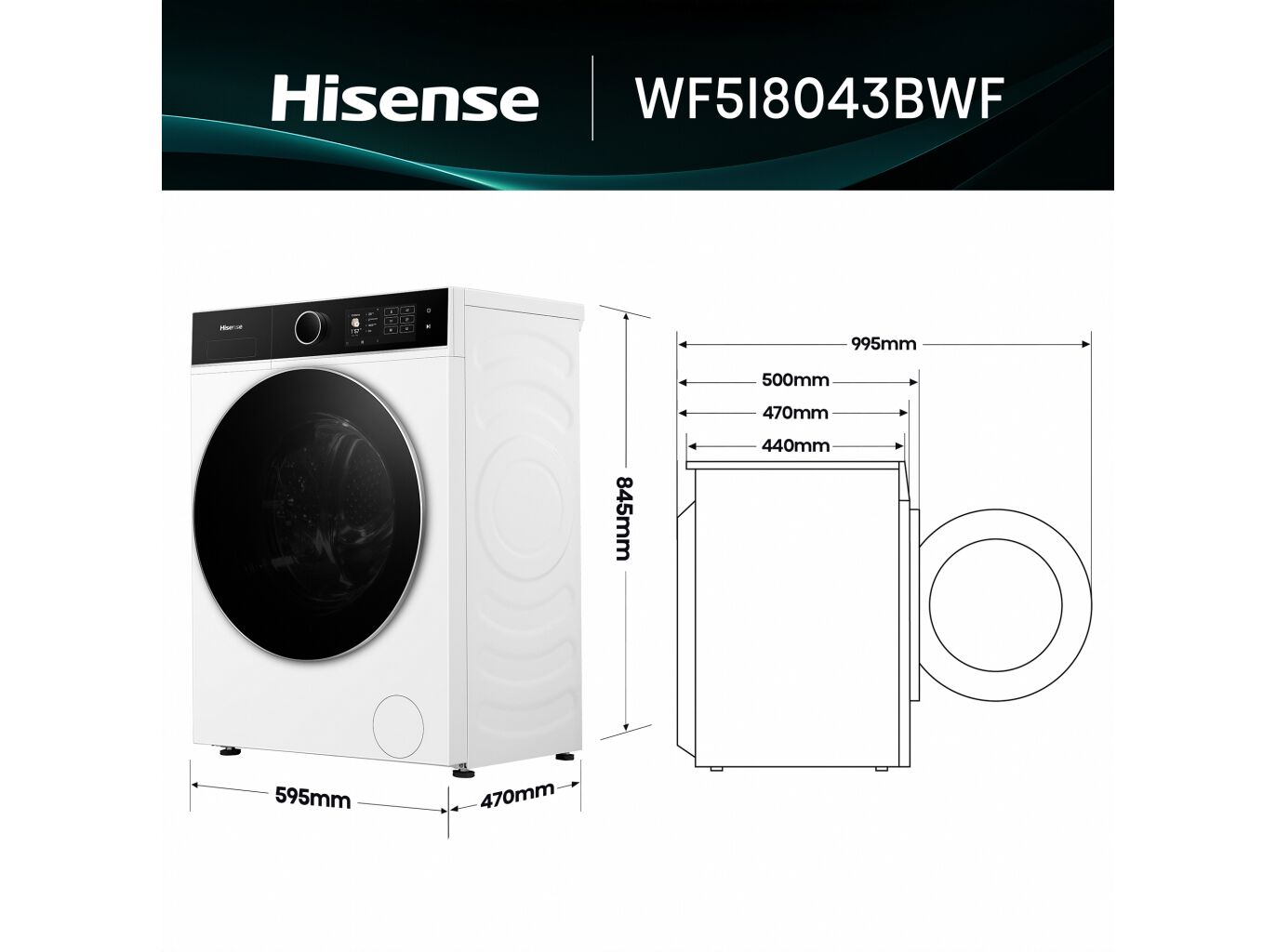 M&Aacute;QUINA DE LAVAR ROUPA HISENSE SERIE 5I WF5I8043BWF - BRANCO A 8KG A image number 4