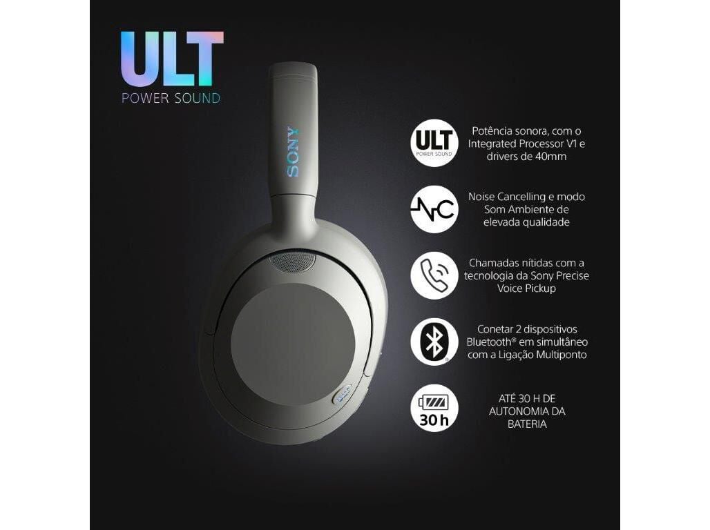 AUSCULTADORES BLUETOOTH SONY WH-ULT900NW (NOISE CANCELLING- BRANCO) image number 2