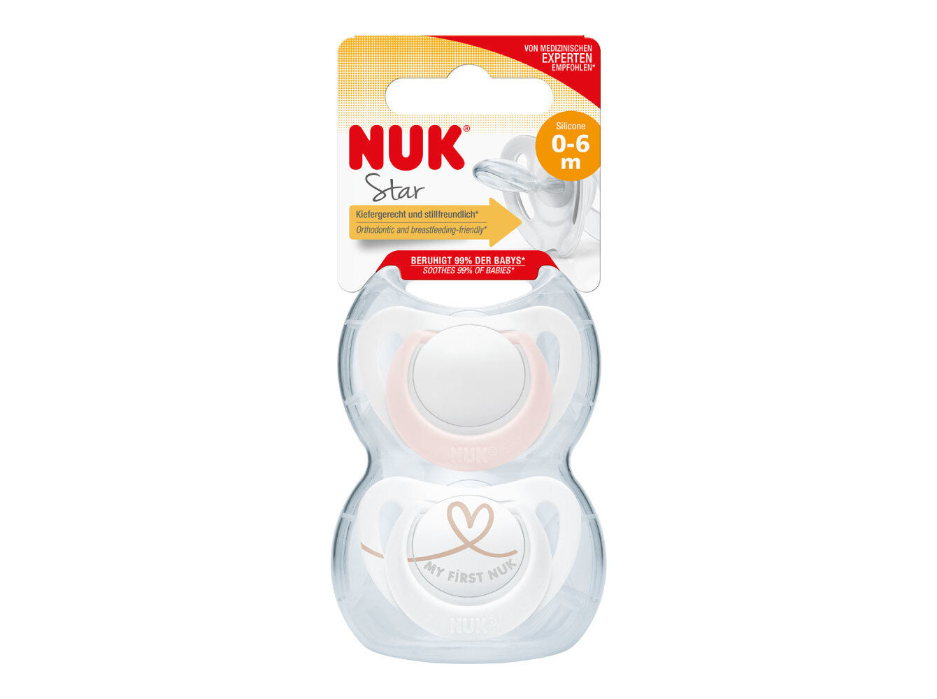 CHUPETA STAR NUK SILICONE AZUL BCO RO 0-6M 2UN image number 0