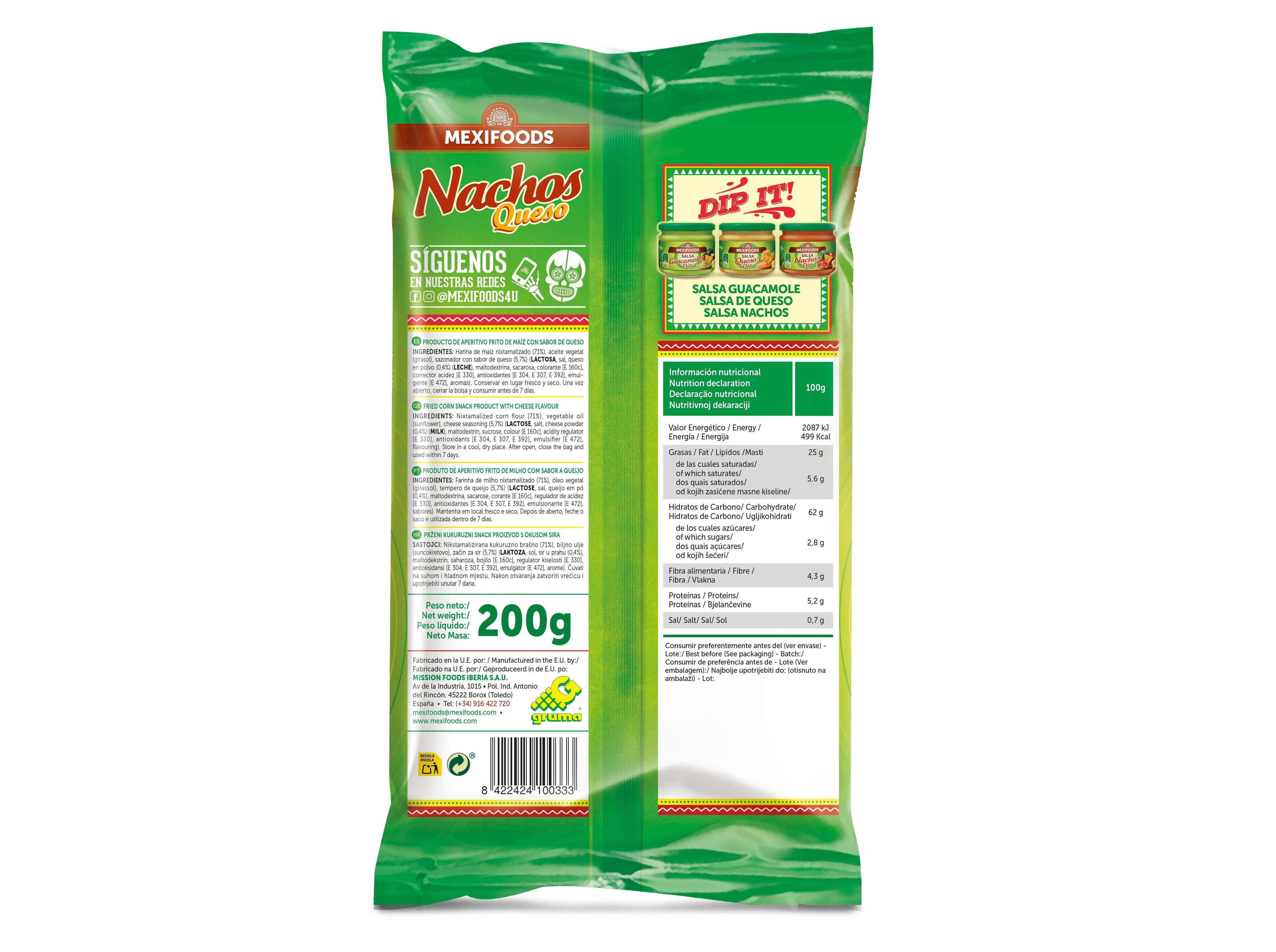 APERITIVO MEXIFOODS DE MILHO NACHOS QUEIJO 200G image number 1