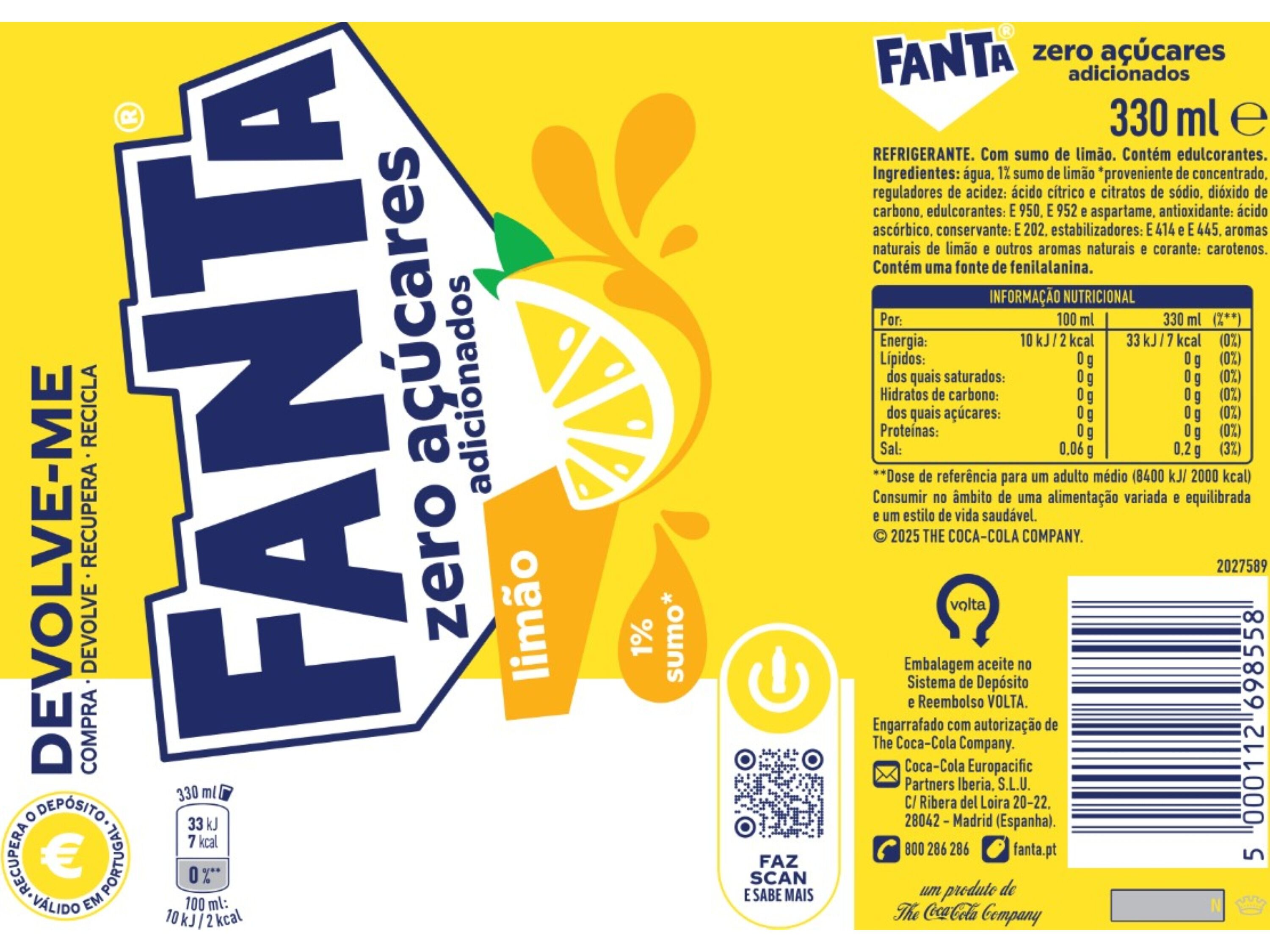 REFRIGERANTE C/G&Aacute;S FANTA ZERO LIM&Atilde;O 1.5L (SDR) image number 1